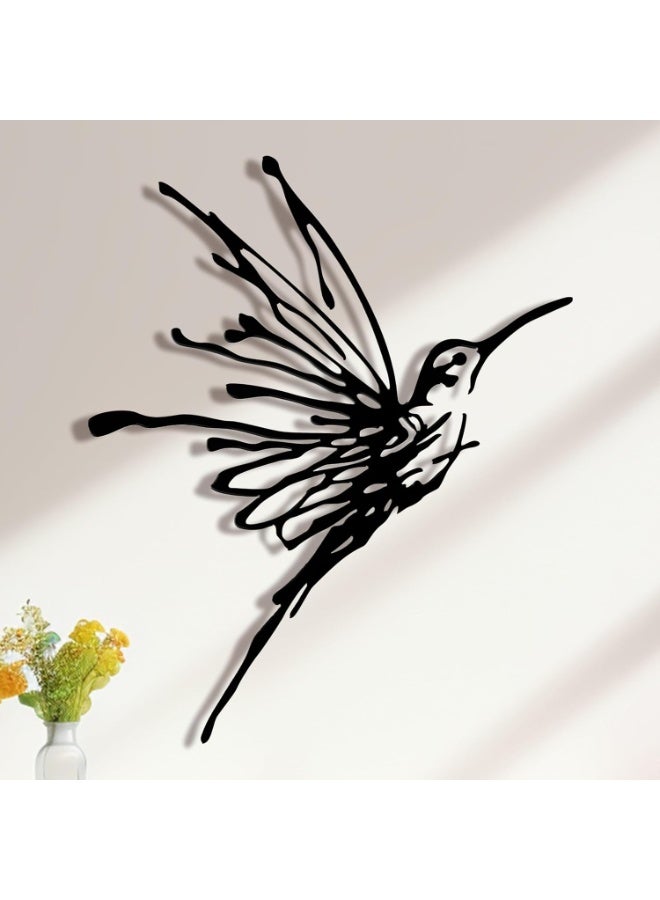 Arabest 3D Metal Hummingbird Wall Art - Unique Black Outdoor Garden Decor, Waterproof Bird Sculpture for Patio, Living Room, Bedroom & Bathroom - Image 1