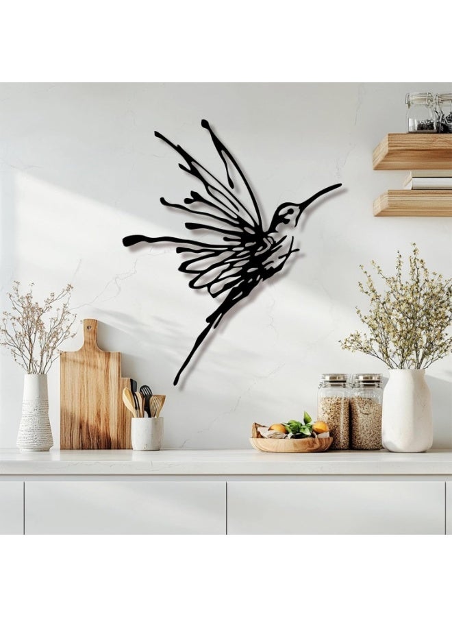 Arabest 3D Metal Hummingbird Wall Art - Unique Black Outdoor Garden Decor, Waterproof Bird Sculpture for Patio, Living Room, Bedroom & Bathroom - Image 3