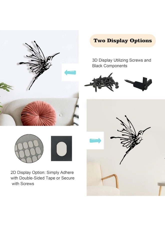 Arabest 3D Metal Hummingbird Wall Art - Unique Black Outdoor Garden Decor, Waterproof Bird Sculpture for Patio, Living Room, Bedroom & Bathroom - Image 4