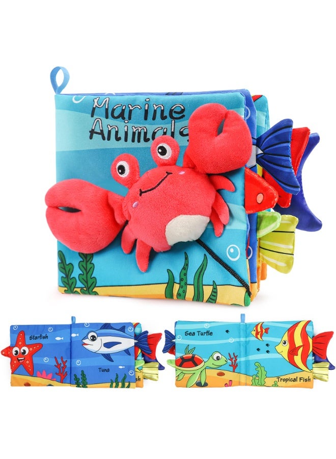 Soft Touch & Feel Crinkle Book for Infants – 3D High Contrast Educational Toy with Tropical Animal Designs, Non-Toxic Fabric, Interactive Sound and Movement, Perfect for Tummy Time, Bath Time, and Baby Shower Gift for Boys & Girls 0-36 Months