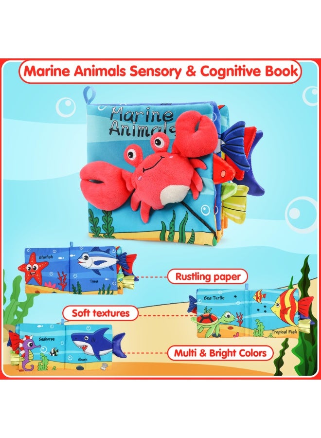 Soft Touch & Feel Crinkle Book for Infants – 3D High Contrast Educational Toy with Tropical Animal Designs, Non-Toxic Fabric, Interactive Sound and Movement, Perfect for Tummy Time, Bath Time, and Baby Shower Gift for Boys & Girls 0-36 Months  - Image 2
