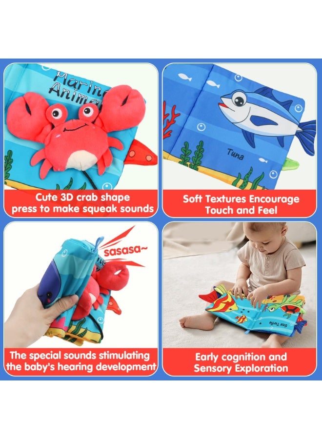 Soft Touch & Feel Crinkle Book for Infants – 3D High Contrast Educational Toy with Tropical Animal Designs, Non-Toxic Fabric, Interactive Sound and Movement, Perfect for Tummy Time, Bath Time, and Baby Shower Gift for Boys & Girls 0-36 Months  - Image 4
