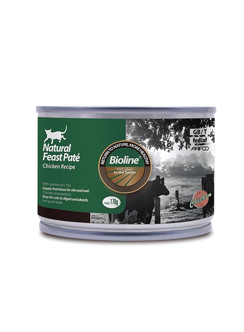 Bioline Natural Feast Pate Cat Can Chicken Recipe 170g x 3pcs - Image 2