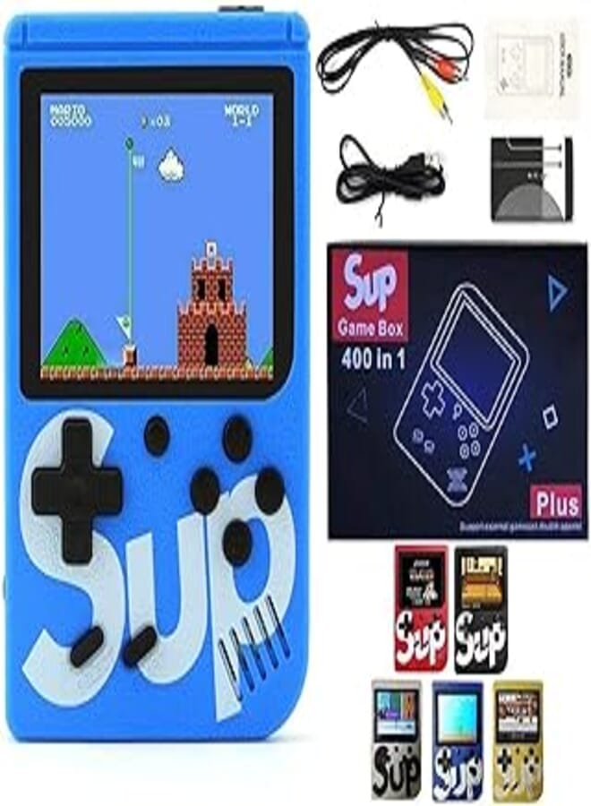SUP Game Box Plus 400 in 1 Retro Games UPGRADED VERSION mini Portable Console Handheld Gift By PRIME TECH ™ (Blue)