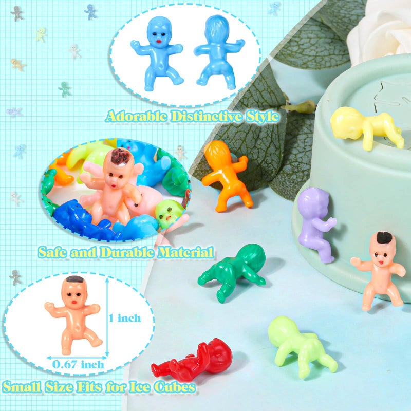 Selizo 120pcs Mini Plastic Babies, Tiny Plastic Baby Figurines Small King Cake Babies Bulk for Ice Cube My Water Broke Baby Shower Games (12 Colors) - Image 3