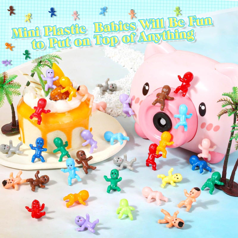 Selizo 120pcs Mini Plastic Babies, Tiny Plastic Baby Figurines Small King Cake Babies Bulk for Ice Cube My Water Broke Baby Shower Games (12 Colors) - Image 4