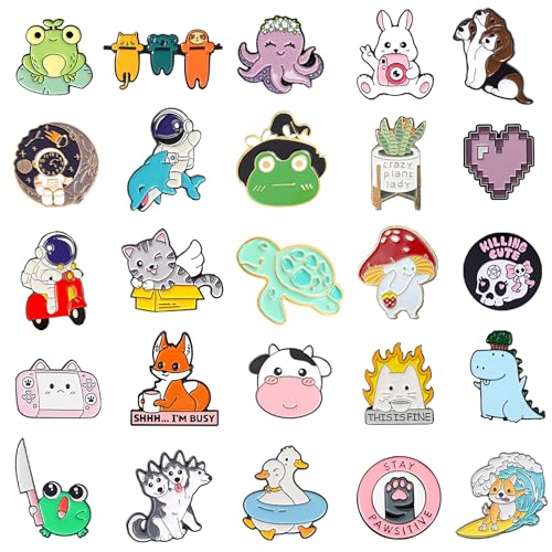 SINCCO 20/40/50 Pcs Cute Enamel Backpack Pins, Funny Anime Enamel Lapel Pins Bulk Set Cool Brooch Button Pins Badge Aesthetic for Backpacks, Bag, Jacket, Kids, Girls, Festival Present (Style 50) - Image 2