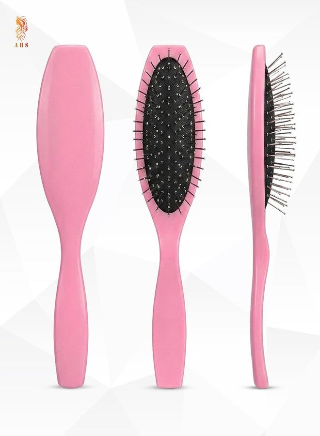AHS Wig Brush SS Wire Wig Brush for Real Hair Wigs & Hair Extensions | Hair Brush for Men & Women | Portable Travel Wig Brush for Hairdresser, Beginners. (Pink) - Image 3