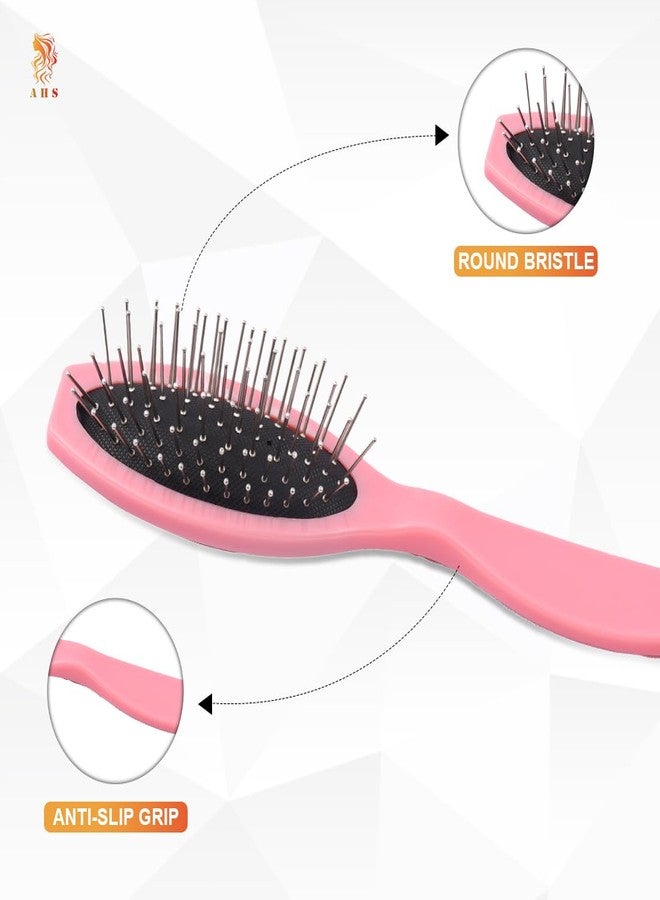 AHS Wig Brush SS Wire Wig Brush for Real Hair Wigs & Hair Extensions | Hair Brush for Men & Women | Portable Travel Wig Brush for Hairdresser, Beginners. (Pink) - Image 2