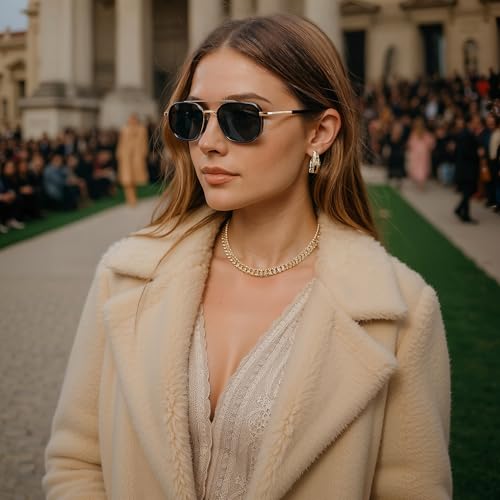 kimorn Polarized Aviator Sunglasses for Women Retro Square Frame Sun Glasses UV400 Protection Shades (Gold/Black, Multicolor) - Image 3