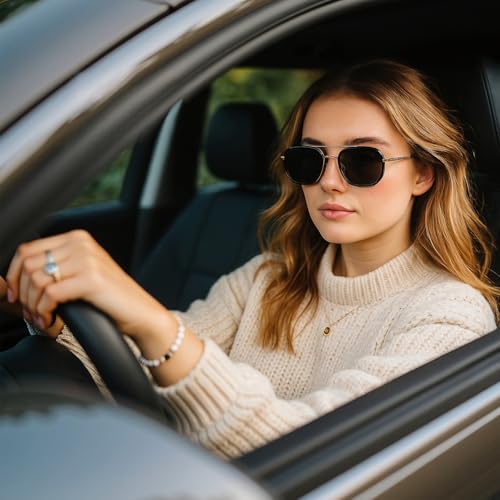 kimorn Polarized Aviator Sunglasses for Women Retro Square Frame Sun Glasses UV400 Protection Shades (Gold/Black, Multicolor) - Image 4