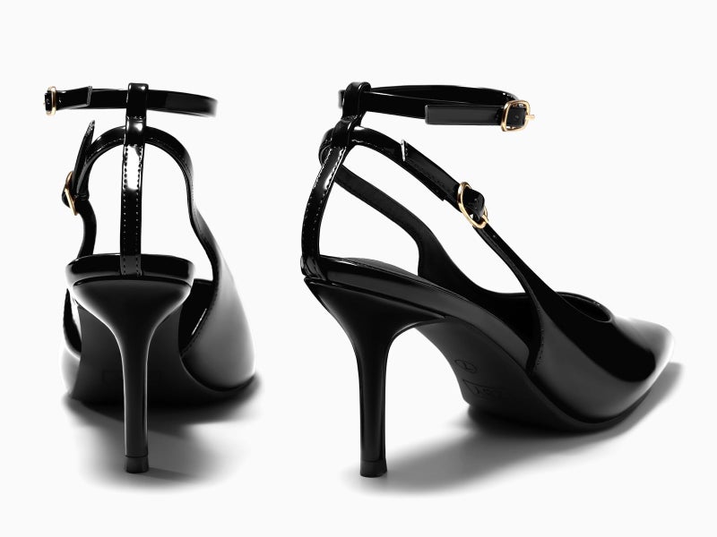 Coutgo Womens Slingback High Heels Closed Pointed Toe Pumps Ankle Strap Work Dress Shoes, Black, Size 8 - Image 5