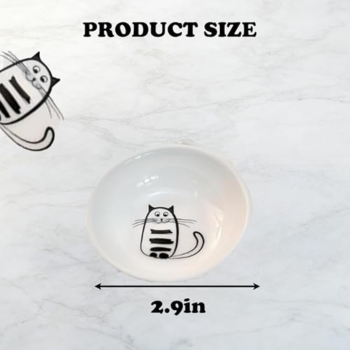 ZHQZZPH Ceramic Cat Dish Set - 6 Pieces Adorable Ceramic Small Dishes Perfect as cat Bowls, Dipping Bowls for sauces, cat Plates, and Snack Servers. Please Check The Product Size - Image 2