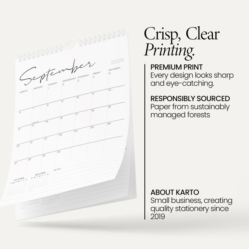 Karto Wall Calendar 2026 - Vertical 11x17 inch January 2026 to June 2027 - Boost Your Productivity and Easy Planning with the Aesthetic Monthly Calendar - Cursive - Image 3