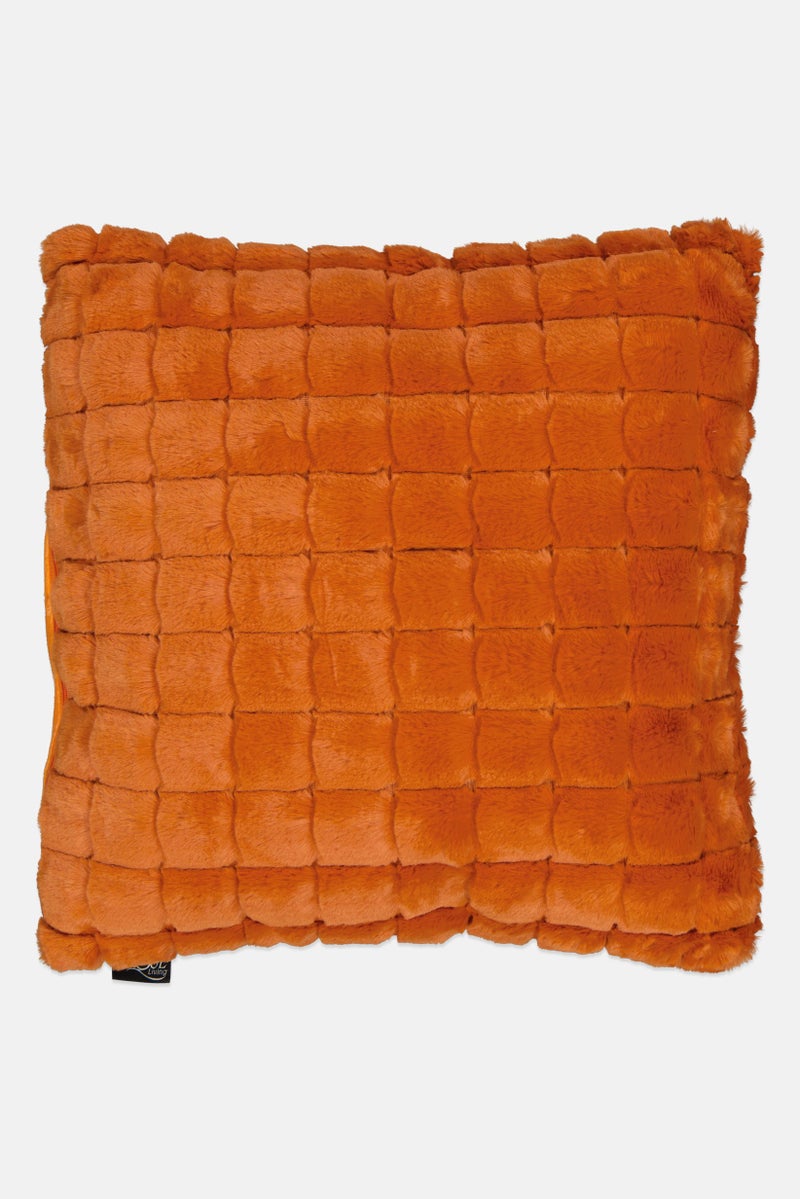 Unique Living Square Faux Fur Removable Cover Cushion, Rust  - Image 1