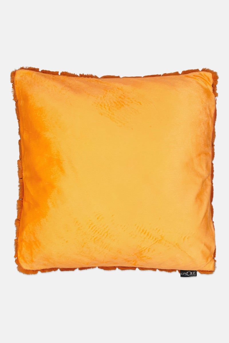 Unique Living Square Faux Fur Removable Cover Cushion, Rust  - Image 2