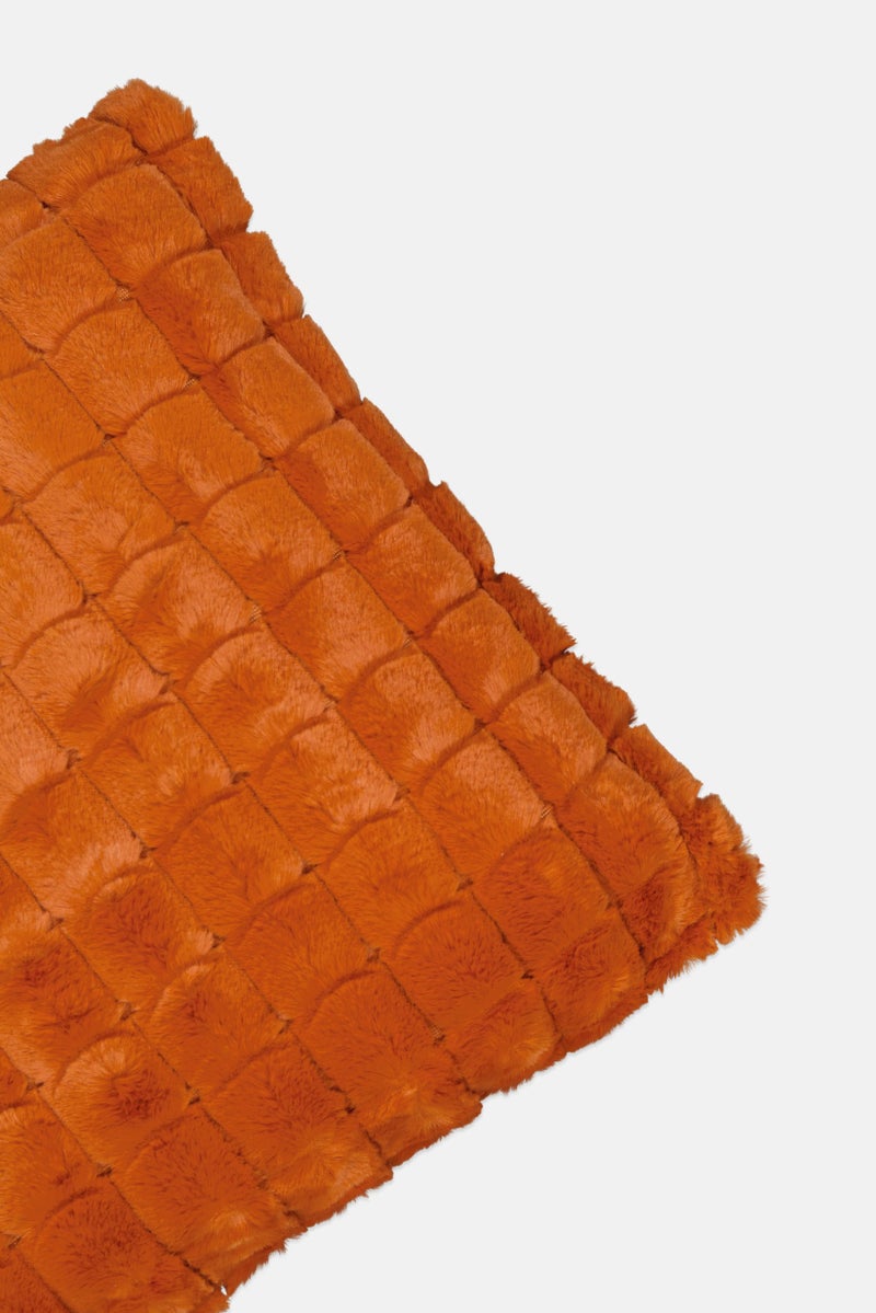 Unique Living Square Faux Fur Removable Cover Cushion, Rust  - Image 3
