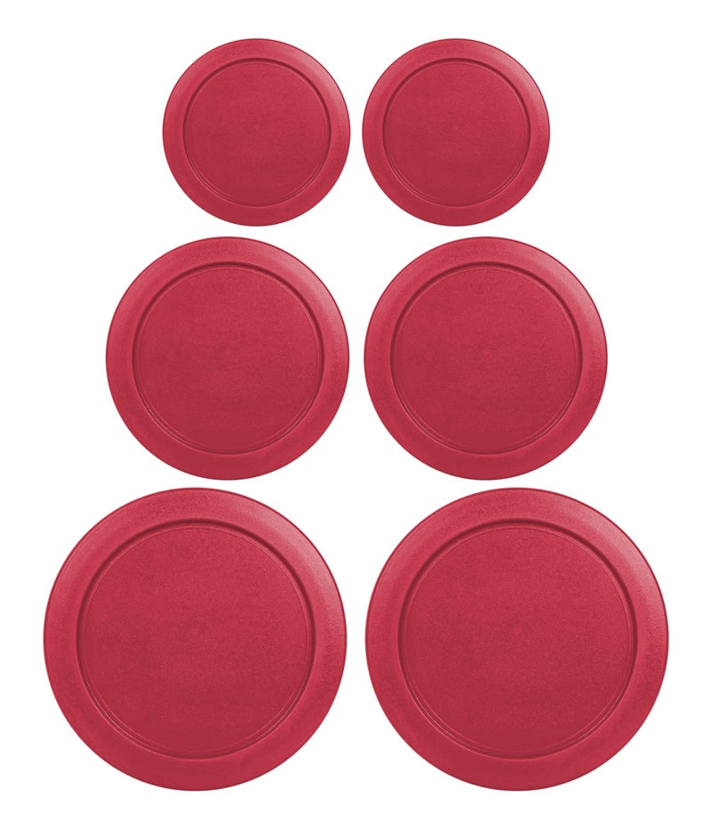MRX Solutions Replacement Lids for Pyrex Containers Round Glass Food Plastic (2) 2-Cup (2) 4-Cup (2) 7-Cup (Red) - Image 1