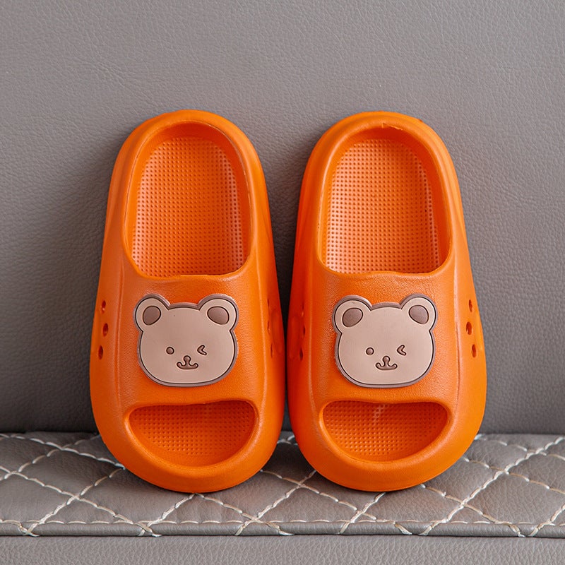 Childrens Slippers with a Sense of Dung Slippers Summer Girls Indoor Cartoon Cute Non-slip Soft Bottom Parent-child Boys Baby Sandals Orange
