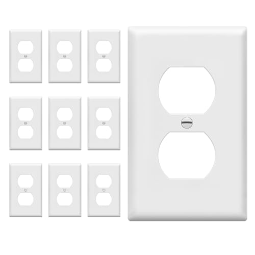 ENERLITES Duplex Wall Plates Kit Electrical Outlet Covers Standard Size 1Gang 450 x 276 Unbreakable Polycarbonate Thermoplastic Electric Receptacle Plug Covers 8821W10PCS White 10 Pack