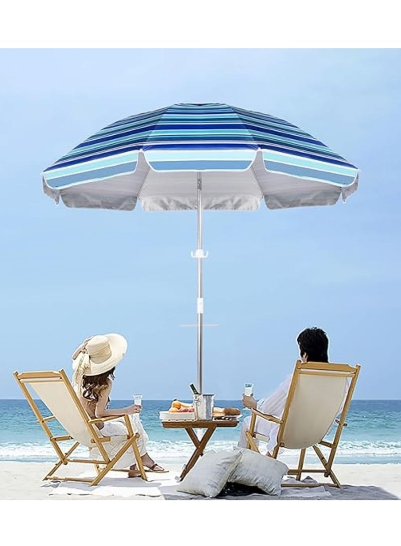 Generic Beach Umbrellas, 6.5FT Beach Umbrella for Sand with Anchor Heavy Duty Windproof, Portable Beach Umbrella with Carrying  - Image 1