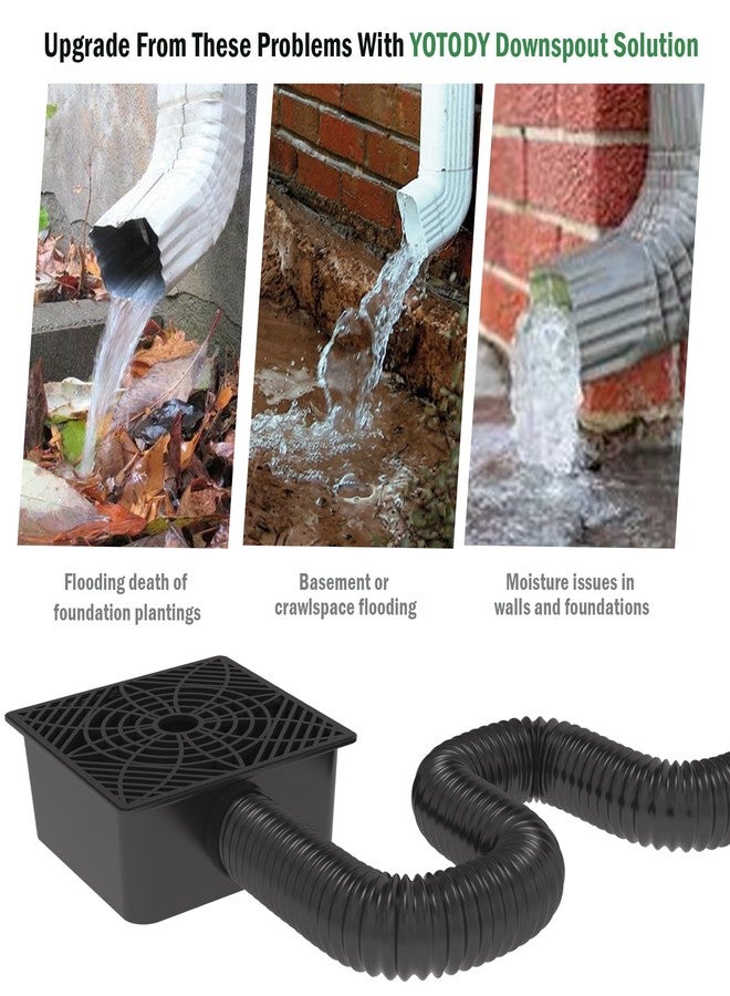 YOTODY Gutter Downspout Extensions,Catch Basin Low Profile Downspout Extender | No Deep Dig Catch Basin, Flexible Pipe Extension to 5.1ft, Protect House Foundation - Image 5