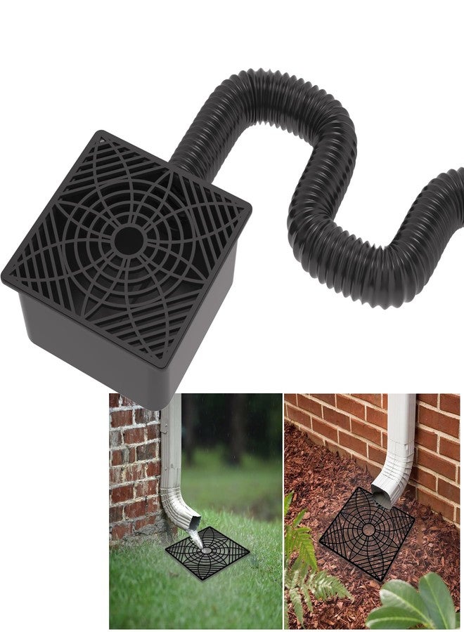 YOTODY Gutter Downspout Extensions,Catch Basin Low Profile Downspout Extender | No Deep Dig Catch Basin, Flexible Pipe Extension to 5.1ft, Protect House Foundation - Image 1