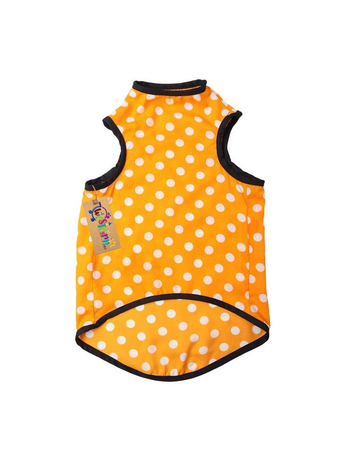 Western Era Funky Soft Cotton Dog T-Shirt, Comfortable Dog Clothing, Sleeveless Vest Puppy Outfit, Apparel (Polka Orange) (Xsmall) (12 Inches) - Image 4