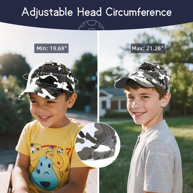 Durio Toddler Baseball Hat Super Soft Kids Baseball Hats Camouflage Kids Hat Toddler Hats for Boys Black & White Camouflage One Size - Image 5