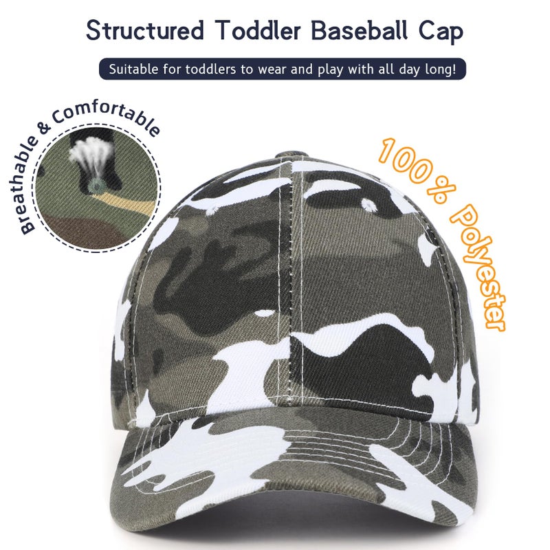 Durio Toddler Baseball Hat Super Soft Kids Baseball Hats Camouflage Kids Hat Toddler Hats for Boys Black & White Camouflage One Size - Image 2