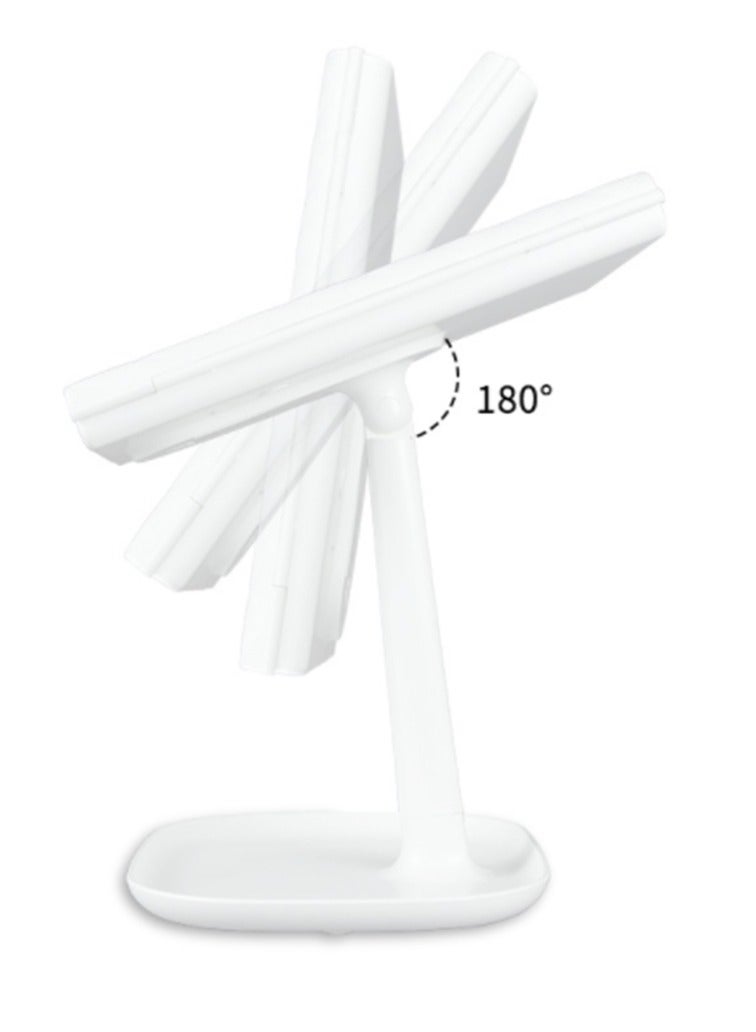 Arabest مرآة مكياج مع مصابيح LED، مصدرين للطاقة، مرآة مكياج ثلاثية الطي مثبتة على سطح الطاولة، تكبير 2X/3X/1X، مرآة مكياج LED محمولة، هدية للنساء، وردي - Image 5