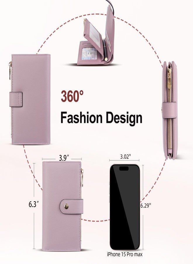 yiijay Womens Wallet RFID Blocking Vegan Leather Trifold Clutch Credit Card Holder Ladies Travel Wallet Purse with Pen Holder, 1Purple, Rfid Wallet - Image 4