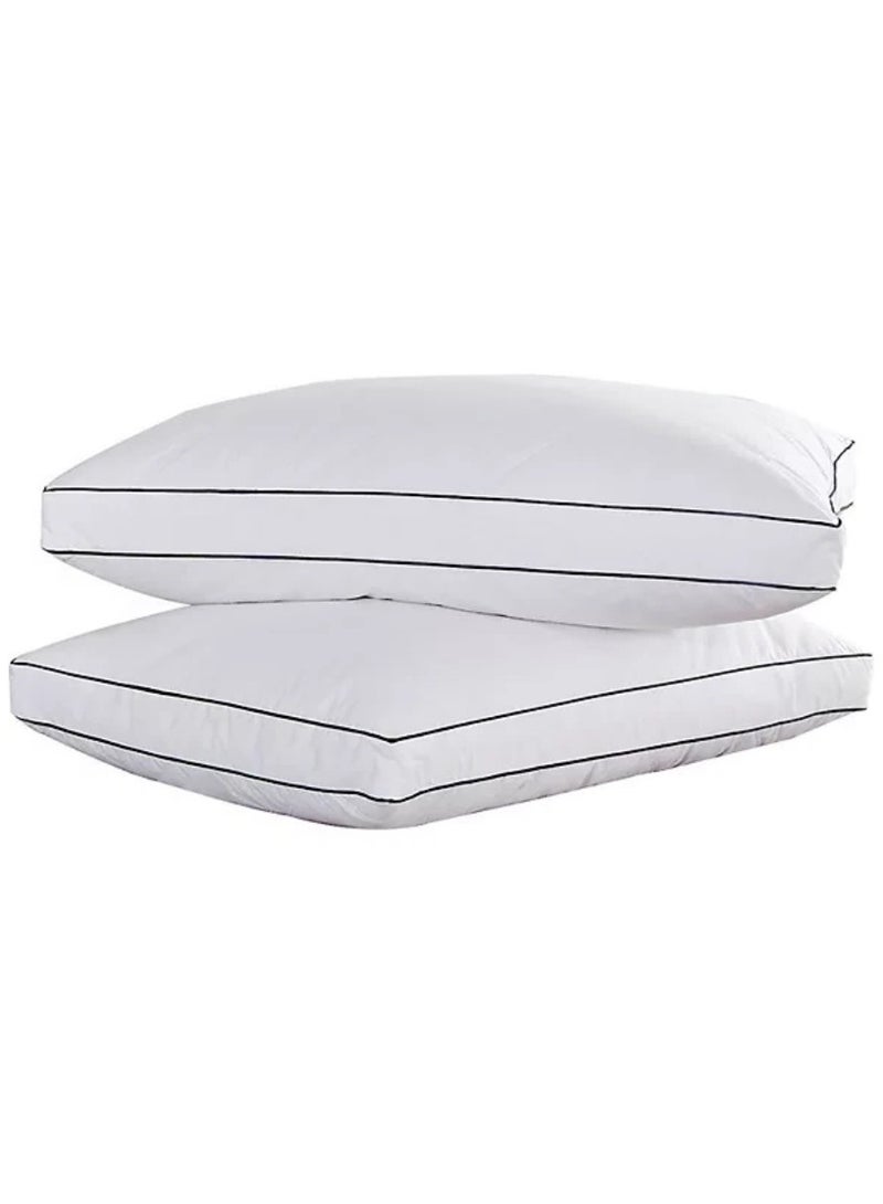 Blueberry 2 Pieces Soft Cotton Hotel Pillow Double Black Piping Microfiber 50x70cm Made in Uae  - Image 1