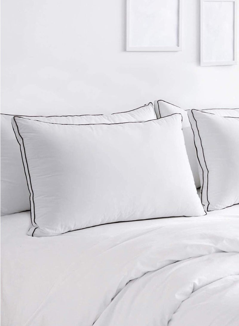 Blueberry 2 Pieces Soft Cotton Hotel Pillow Double Black Piping Microfiber 50x70cm Made in Uae  - Image 2
