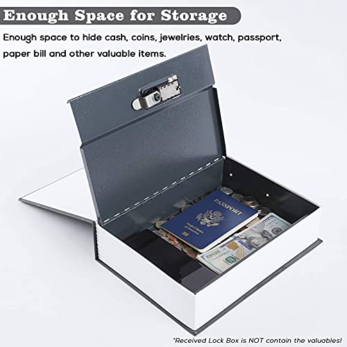 KYODOLED 10.5Inch Diversion Book Safe with Combination Lock, Extra Large Safe Secret Hidden Metal Lock Box,Money Hiding Box,Collection Box,10.5" x 7.8" x 2.6" Black Extra Large - Image 5