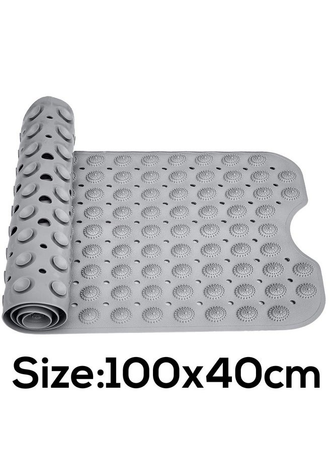 Lifekrafts LifeKrafts Experia Anti-Slip with Suction Cup Bath Mat, 100x40cm Big Size Shower Mat (Grey Color with Accu-Pebble)  - Image 2