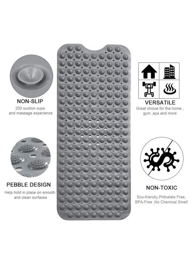 Lifekrafts LifeKrafts Experia Anti-Slip with Suction Cup Bath Mat, 100x40cm Big Size Shower Mat (Grey Color with Accu-Pebble)  - Image 3
