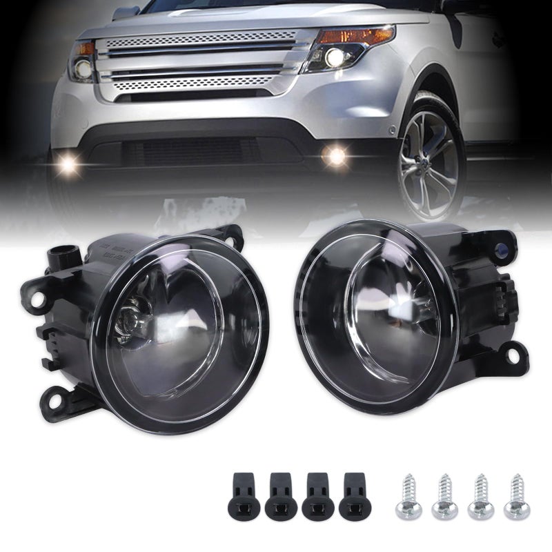 Lqito Fog Lights With Bulbs Fits 2011-2015 Explorerï¼Œ2013-2016 Fusionï¼Œ2008-2014 Focus,2012-2015 CRVï¼Œ2015-2017 Fit,2012-2017 Pilot,Fits Nissan Subaru Lincoln Replace#4F9Z-15200-AAï¼ˆ2 PCSï¼‰ - Image 1