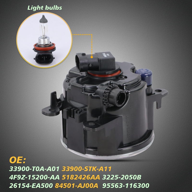 Lqito Fog Lights With Bulbs Fits 2011-2015 Explorerï¼Œ2013-2016 Fusionï¼Œ2008-2014 Focus,2012-2015 CRVï¼Œ2015-2017 Fit,2012-2017 Pilot,Fits Nissan Subaru Lincoln Replace#4F9Z-15200-AAï¼ˆ2 PCSï¼‰ - Image 4