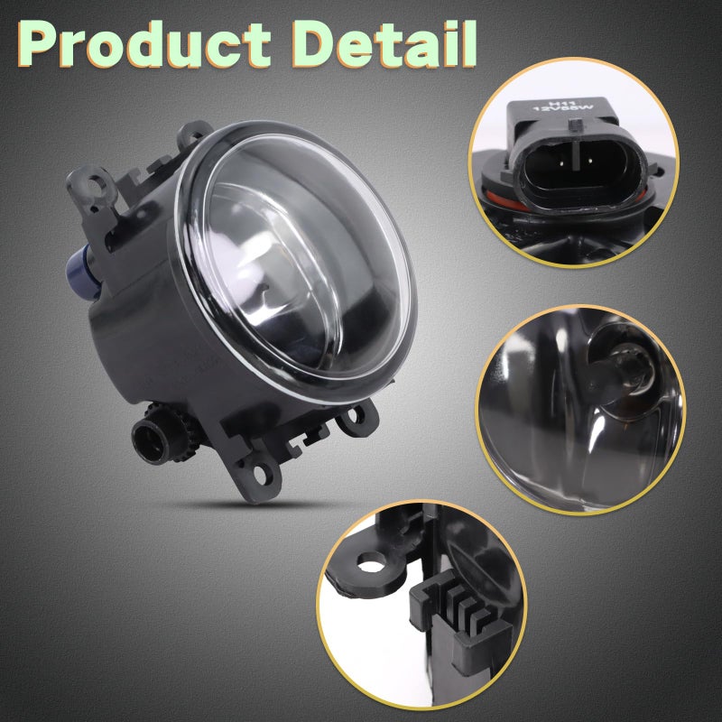 Lqito Fog Lights With Bulbs Fits 2011-2015 Explorerï¼Œ2013-2016 Fusionï¼Œ2008-2014 Focus,2012-2015 CRVï¼Œ2015-2017 Fit,2012-2017 Pilot,Fits Nissan Subaru Lincoln Replace#4F9Z-15200-AAï¼ˆ2 PCSï¼‰ - Image 3