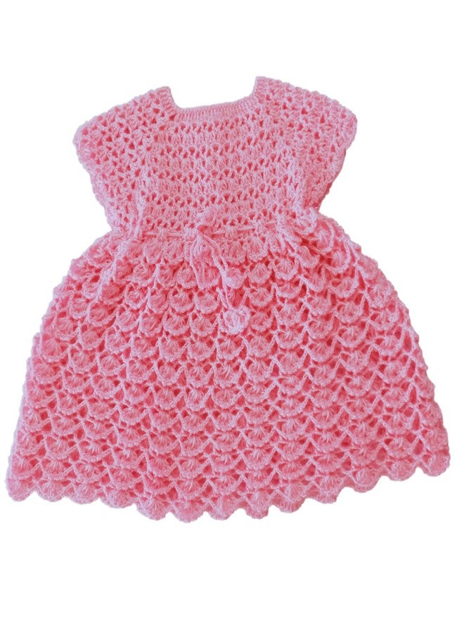DORCHIS Baby Girl Dress - Woolen Frock for Baby Girl and Kid Girl, Handmade with Crochet (1-2 Years, Pink) - Image 1