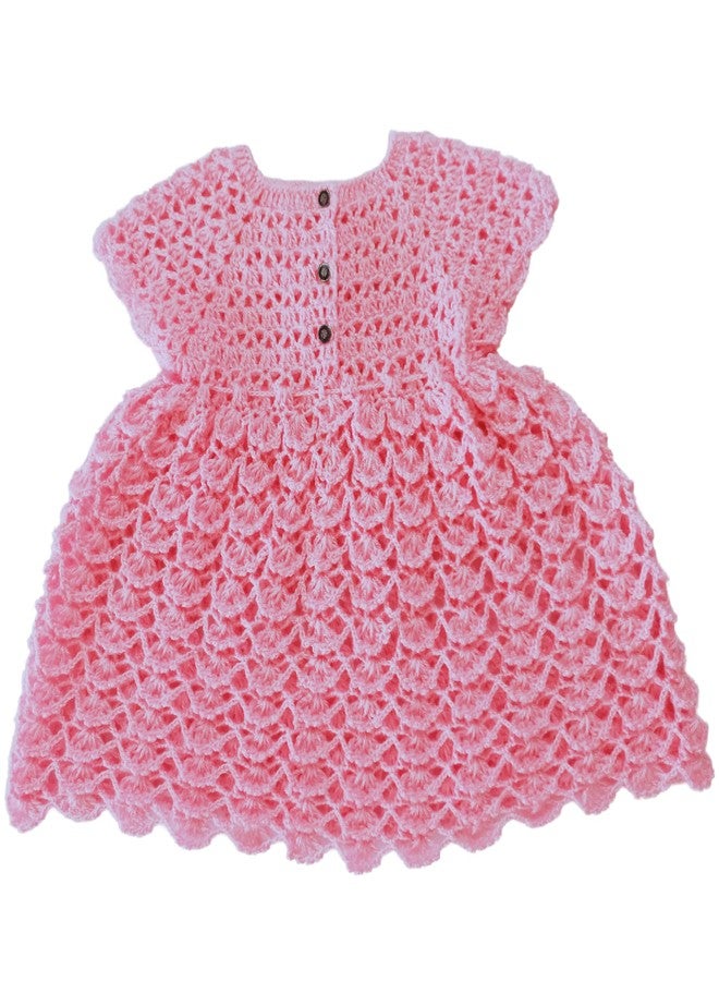 DORCHIS Baby Girl Dress - Woolen Frock for Baby Girl and Kid Girl, Handmade with Crochet (1-2 Years, Pink) - Image 2