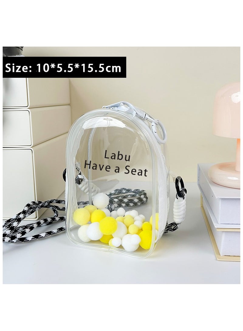 Sparkling Clear PVC Protective Bag with Pompom Keychain - A Dreamy Home for 15cm Have A Sit Dolls! - Image 2