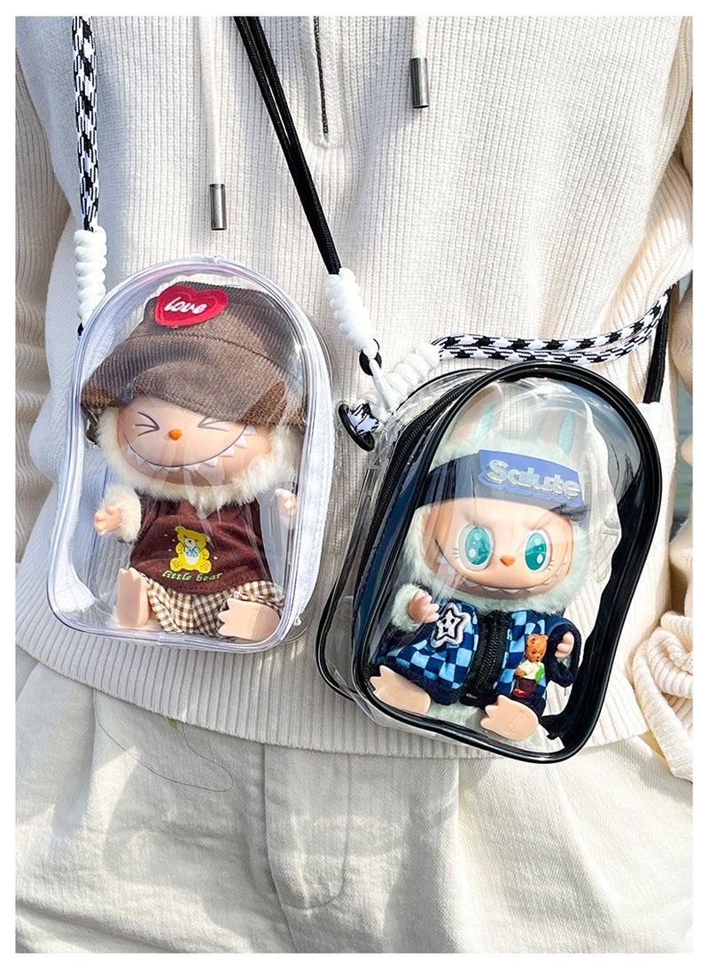 Sparkling Clear PVC Protective Bag with Pompom Keychain - A Dreamy Home for 15cm Have A Sit Dolls! - Image 3