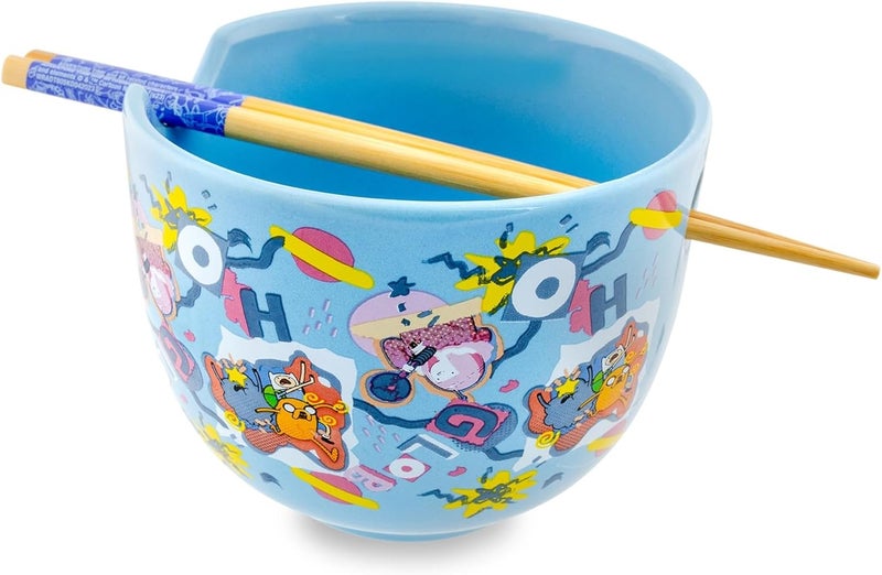 Silver Buffalo Adventure Time Toss Print Ceramic Ramen Dinnerware Set  Includes 20Ounce Noodle Bowl and Wooden Chopsticks  - Image 3