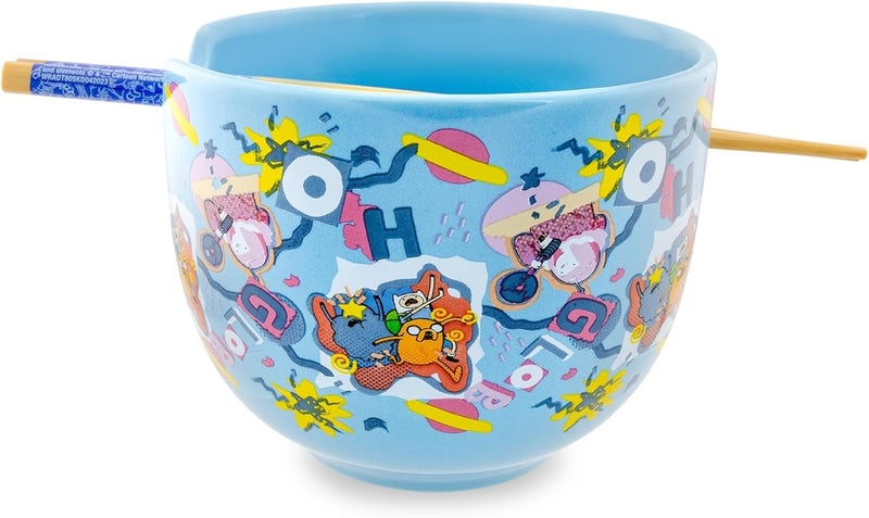 Silver Buffalo Adventure Time Toss Print Ceramic Ramen Dinnerware Set  Includes 20Ounce Noodle Bowl and Wooden Chopsticks  - Image 4