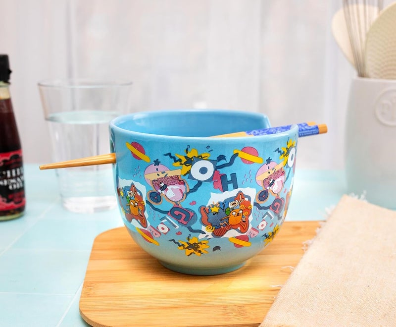 Silver Buffalo Adventure Time Toss Print Ceramic Ramen Dinnerware Set  Includes 20Ounce Noodle Bowl and Wooden Chopsticks  - Image 5