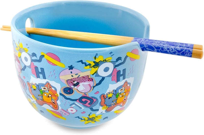 Silver Buffalo Adventure Time Toss Print Ceramic Ramen Dinnerware Set  Includes 20Ounce Noodle Bowl and Wooden Chopsticks  - Image 2