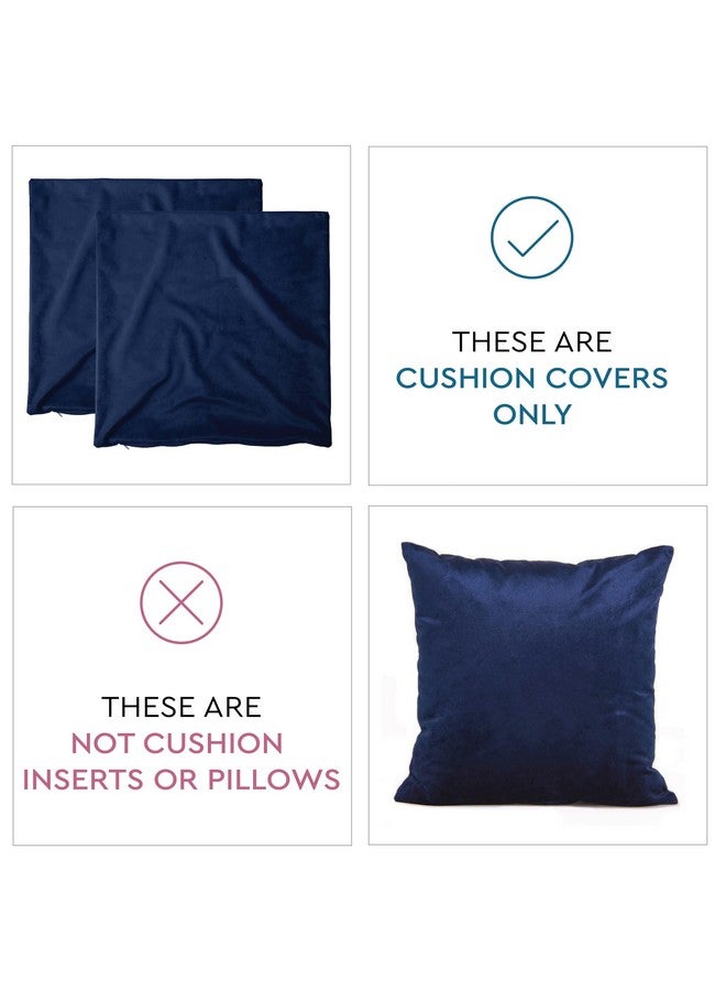 مجموعة أغطية وسائد مخملية من Encasa Homes مكونة من قطعتين - أزرق داكن - 16 × 16 بوصة (40 × 40 سم) سادة مصبوغة ناعمة وسلسة، غطاء وسادة مزخرف مربع الشكل للأريكة والأريكة والكرسي والسرير والمنزل - Image 2