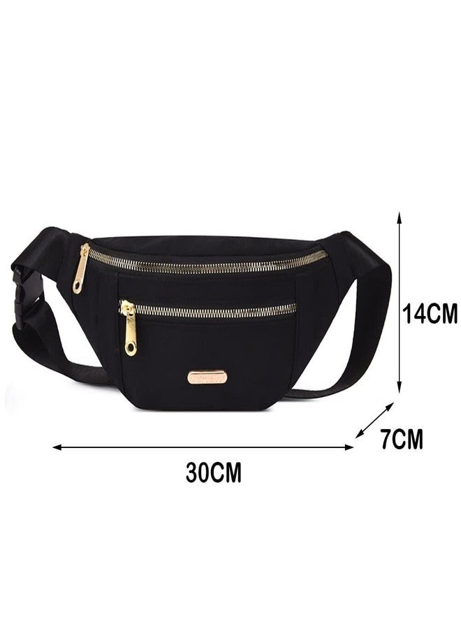 JUBLYN Women Fanny Pack Waist Pack Adjustable Strap Hands Free with 2 Zipper Pockets Bag Waist Bag for Shopping Festival Workout Cycling Sports (Black) - Image 2